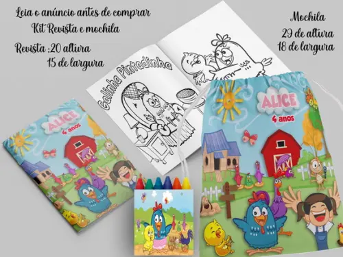 Mochilinha e Revista de Colorir