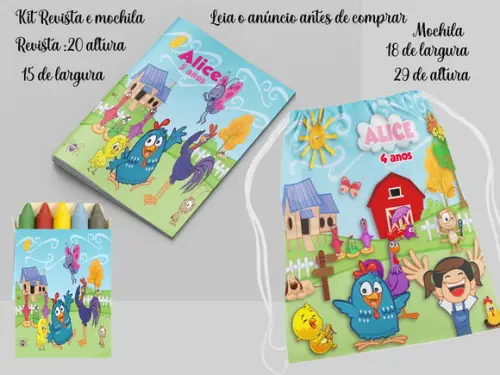 Mochilinha e Revista de Colorir