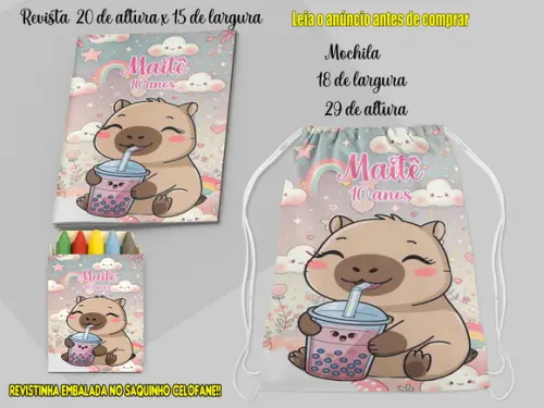 Kit Colorir Mochilinha e Revista de Colorir  Lembrancinhas da Cap