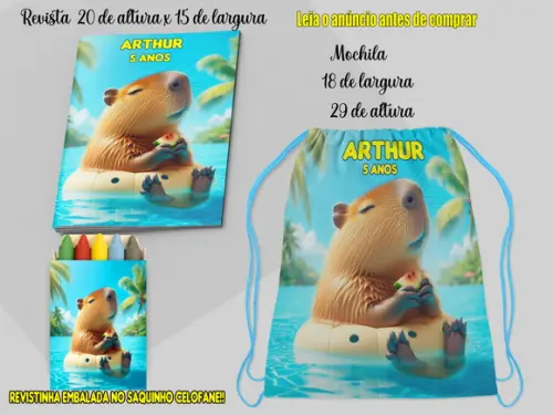 Kit Colorir Mochilinha e Revista de Colorir  Lembrancinhas da Cap