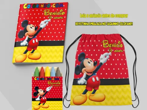 Mochilinha e Revista de Colorir do Mickey Mouse #