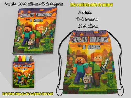 Mochilinha e Revista de Colorir do Minecraft