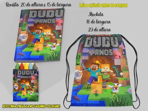 Mochilinha e Revista de Colorir do Minecraft