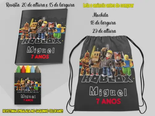 Mochilinha e Revista de Colorir do Roblox