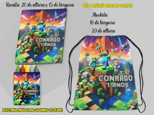 Mochilinha e Revista de Colorir do Minecraft