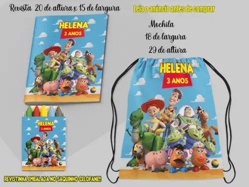 Mochilinha e Revista de Colorir do Toy Story