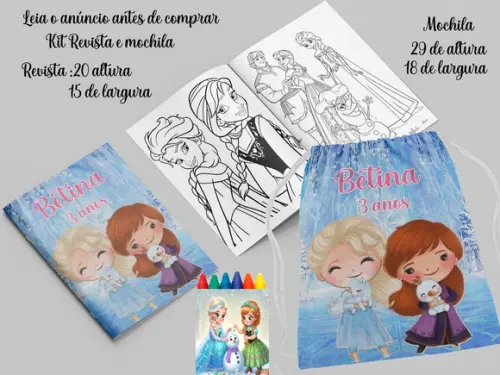 Mochilinha e Revista de Colorir Frozen Cute