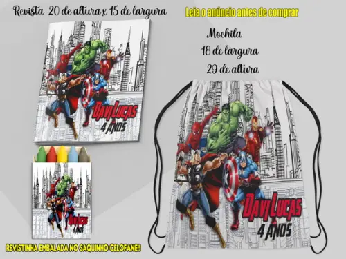 Mochilinha e Revista de Colorir dos Vingadores da Marvel