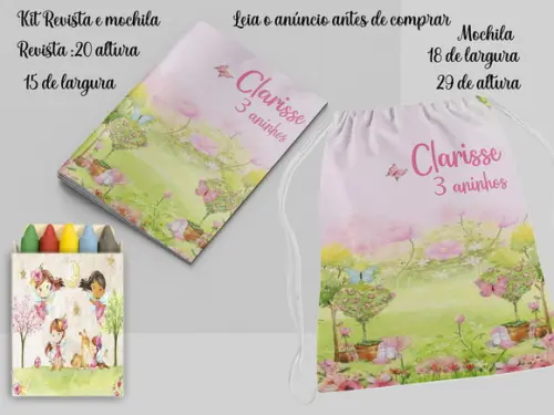 Mochilinha e Revista de Colorir Jardim Encantado