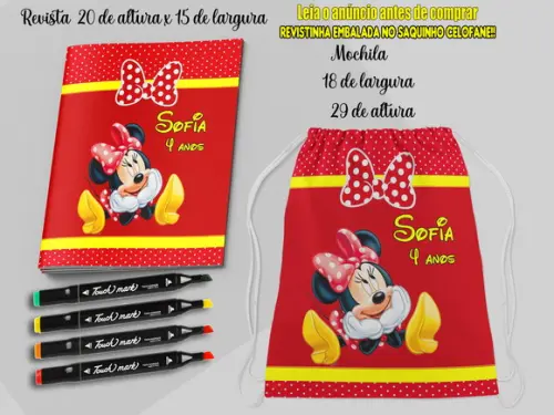 Kit Revista de Colorr+canetinha+mochilinha lembrancinhas  da Minn