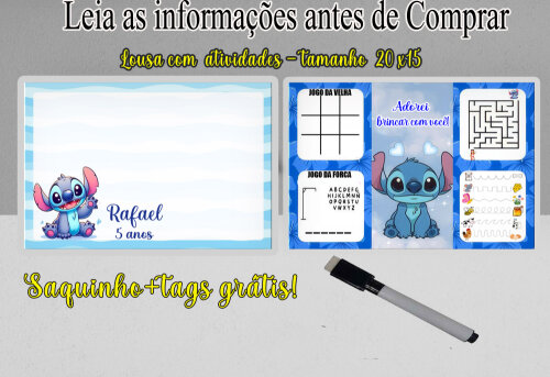Lousa Magica lembrancinhas aniversario do Stitch