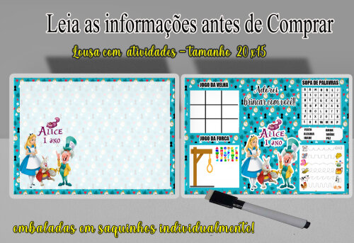 Lousa Magica lembrancinhas da Alice no Pais das Maravilhas
