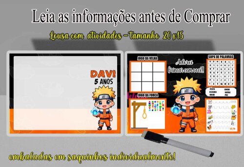Lousa Magica lembrancinhas de aniversario do Naruto