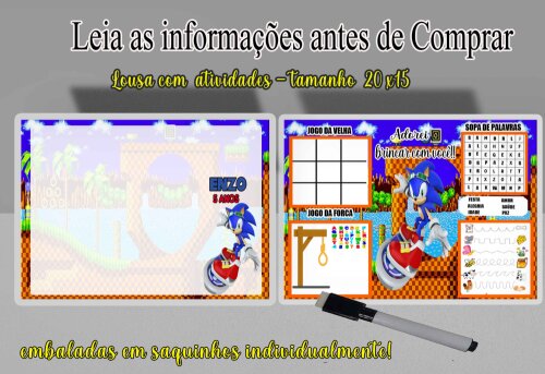 Lousa Magica lembrancinhas de aniversario do Sonic