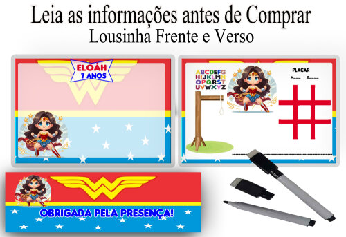 Lousa Magica lembrancinhas de aniversario da Mulher Maravilha