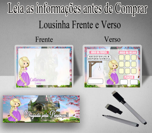 Lousa Magica Para lembrancinhas de aniversario da Rapunzel