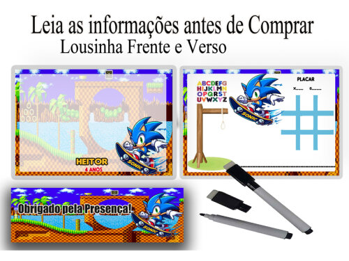 Lousa Magica para lembrancinhas de Aniversario do Sonic