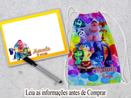 kit mochilinha e lousa magica lembrancinhas de aniversario Divertidamente