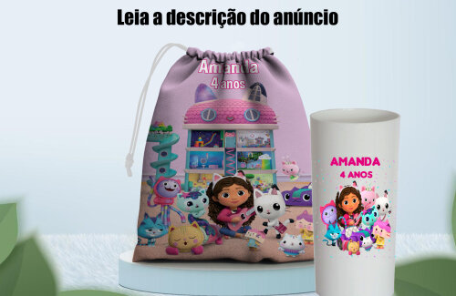 Kit Saquinho surpresa copo Long Drink lembrancinhas de aniversario  Casa Magica Da Gabby