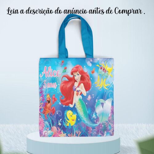 Sacola Ecobag lembrancinhas de aniversario da Sereia Ariel