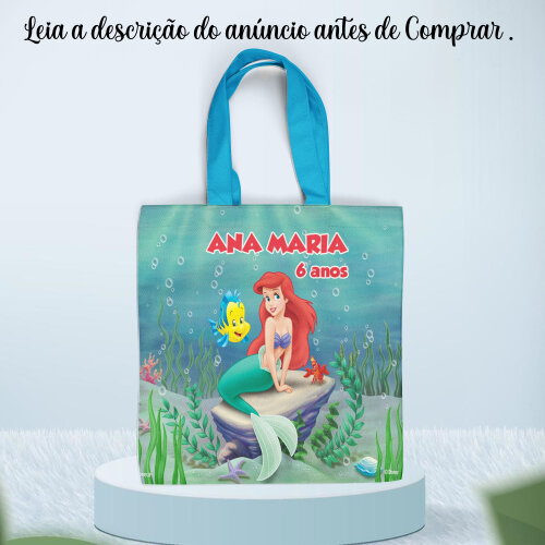 Sacola Ecobag lembrancinhas de aniversario da Sereia Ariel