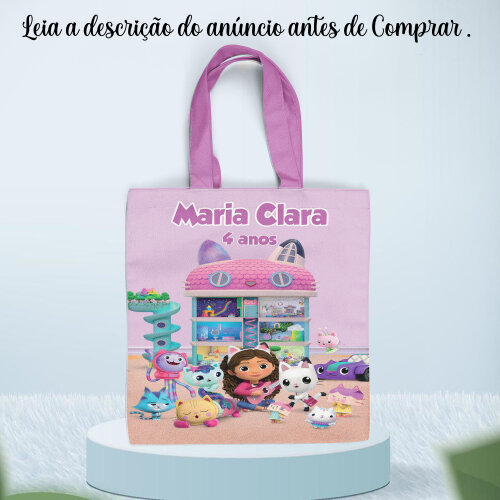 Sacola Ecobag para lembrancinhas de aniversario Casa Magica da Gabby