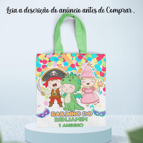 Sacola Ecobag Lembrancinhas de Aniversario Bailinho de Carnaval
