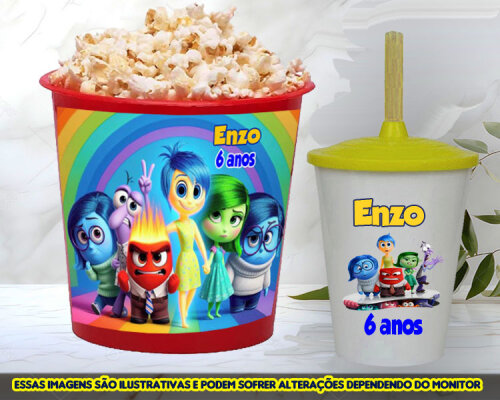 Kit Balde de Pipoca e copo Twister lembrancinhas Divertidamente