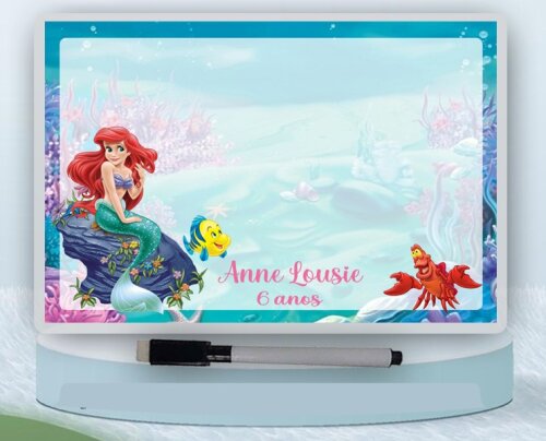 Lousa Mágica com Canetinha personalizada para lembrancinhas da Sereia Ariel