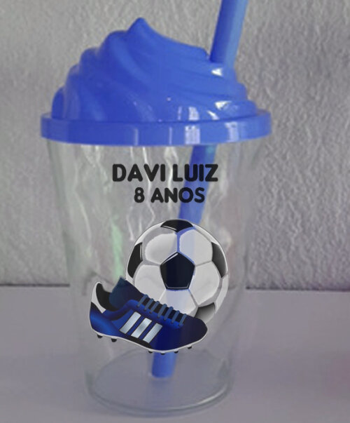 Copo Twister com tampa chantilly lembrancinhas Futebol