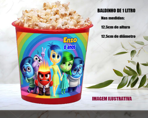 Balde de Pipoca Personalizado para festa de aniversario Divertidamente