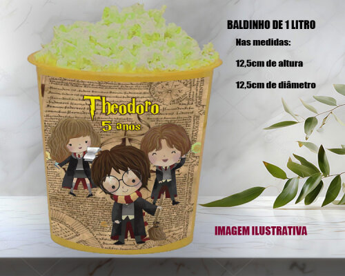 Balde de pipoca Personalizado para lembrancinhas Festa do Harry P