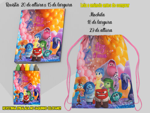 kit colorir mochila e livrinho Lembrancinhas Divertidamente