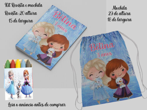Kit colorir da Frozen Mochila e livrinho de colorir lembrancinhas de aniversario