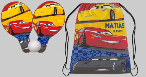 kit Mochila e Raquete Ping Pong Carros Disney