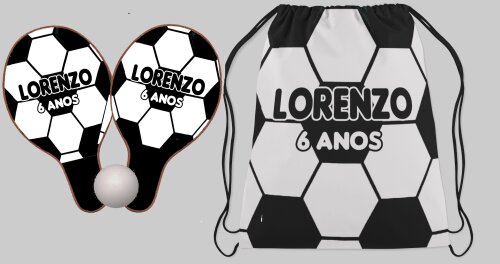 Kit Mochila e Raquete ping Pong personalizada  Lembrancinhas Futebol