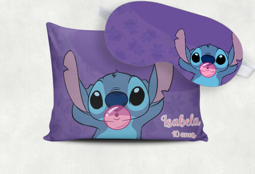 Kit Almofada e Mascara de Dormir personalizada lembrancinhas do Stitch