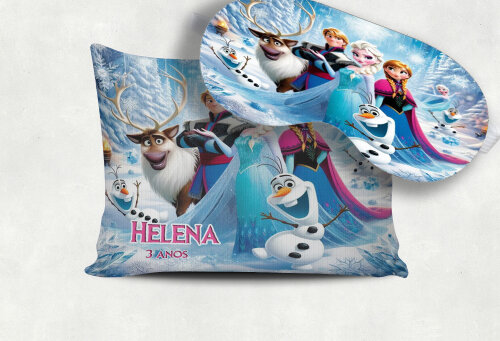 Kit Almofada e Mascara de Dormir para lembrancinhas Frozen