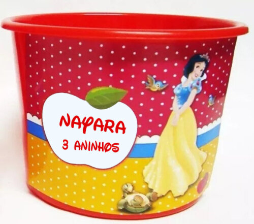 Balde de Pipoca 1,5 Personalizado para lembrancinhas da Branca de Neve