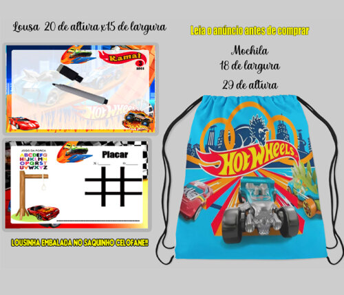 Kit Mochila e Lousa Magica FXV Personalizada Lembrancinhas da Hot