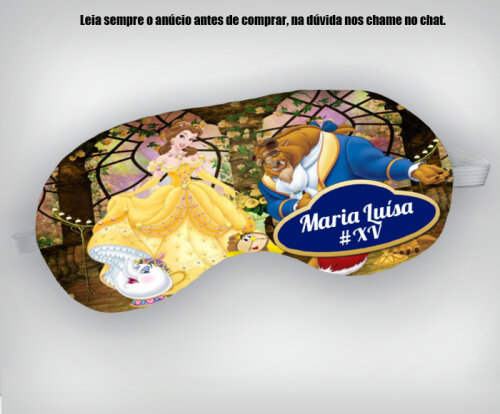Mascara de Dormir personalizada para lembrancinhas da Bela e Fera