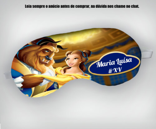 Mascara de Dormir personalizada para lembrancinhas da Bela e Fera