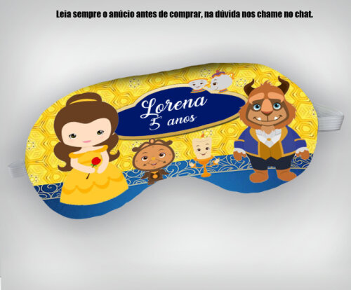 Mascara de Dormir personalizada para lembrancinhas da Bela e Fera