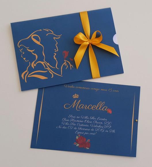 Convite Bela e a fera envelope