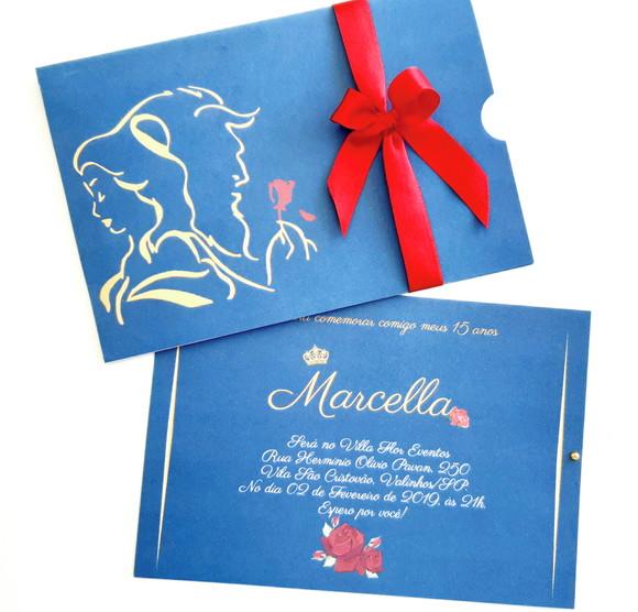 Convite Bela e a Fera Envelope