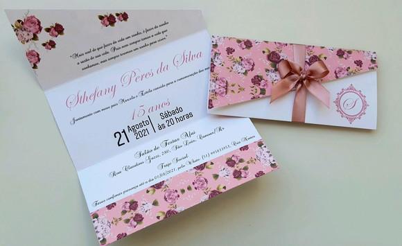 Convite de 15 anos rose