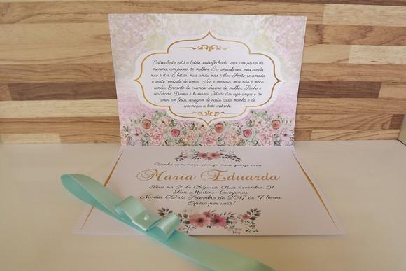 Convite de 15 anos rosa e tifany