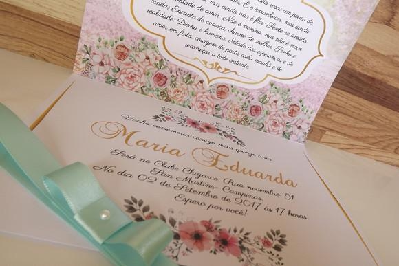 Convite de 15 anos rosa e tifany