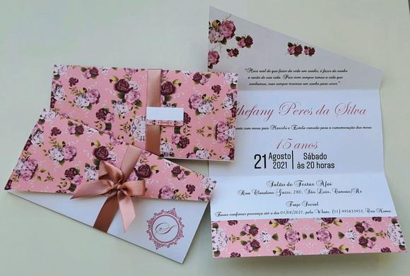 Convite de 15 anos rose