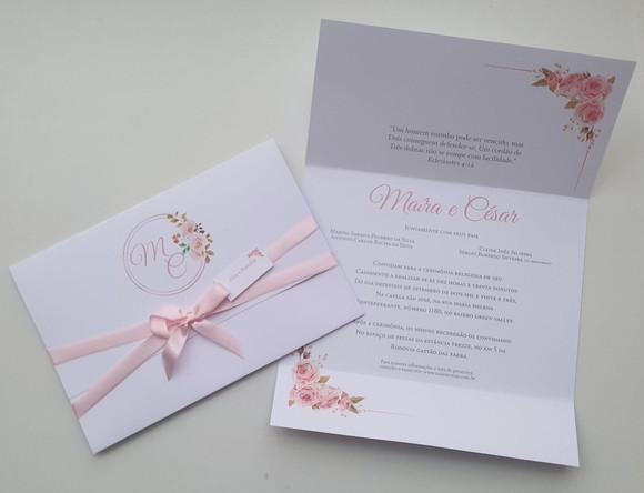 Convite de Casamento 2 Vincos